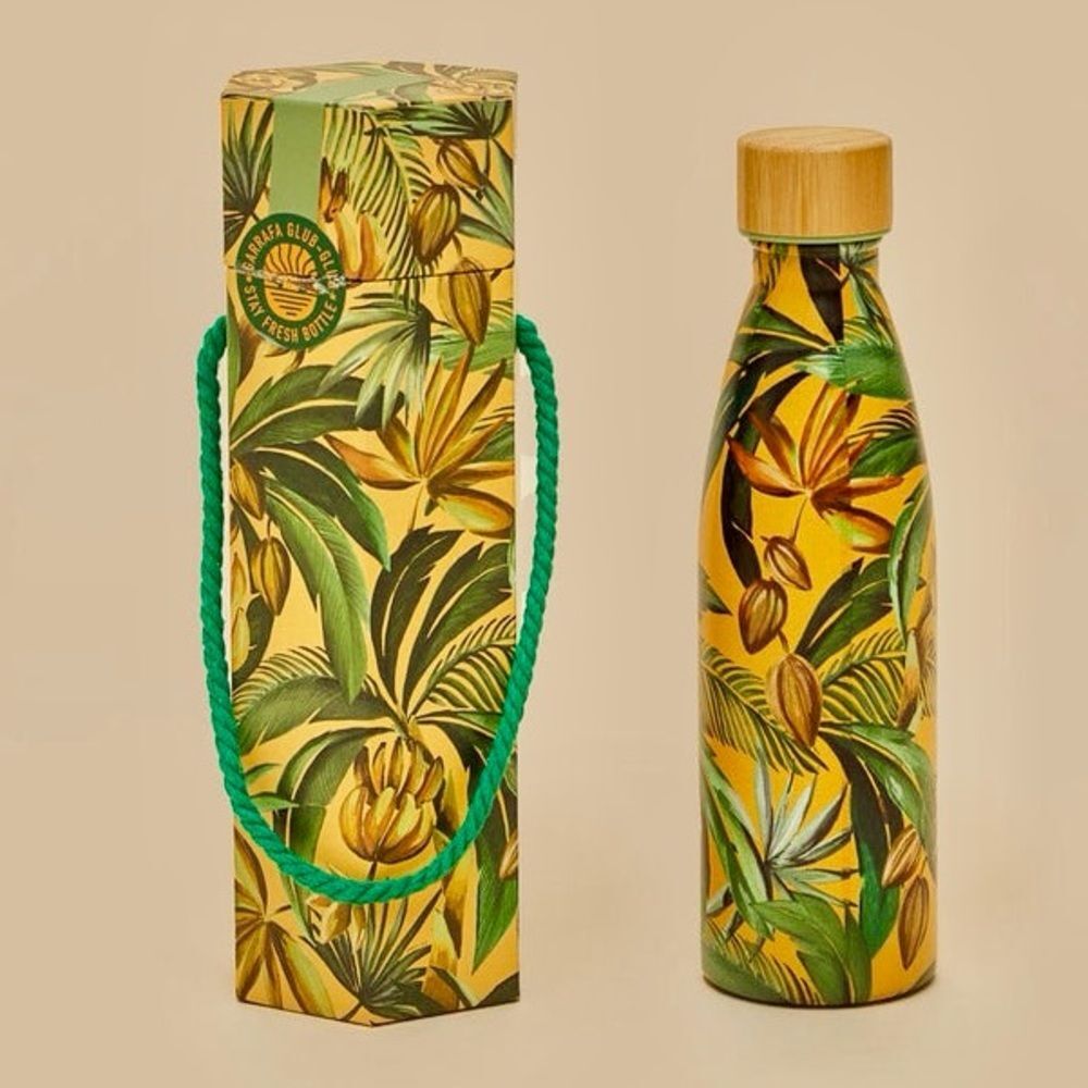 NEW FARM Rio Bananart Stay Fresh Stainless Steel Bottle Tropical Yellow Bananas